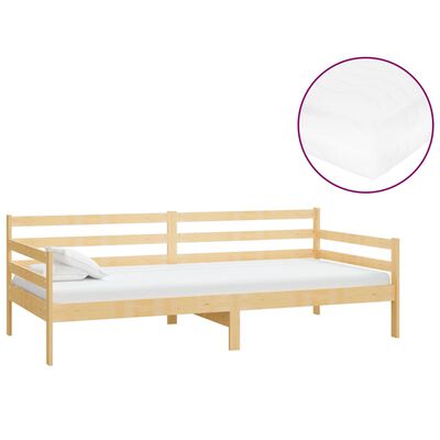 vidaXL Sofá cama con colchón madera de pino maciza 90x200 cm