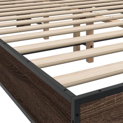 vidaXL Estructura cama madera ingeniería metal marrón roble 140x200 cm