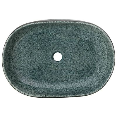 vidaXL Lavabo sobre encimera ovalado cerámica turquesa 59x40x14 cm