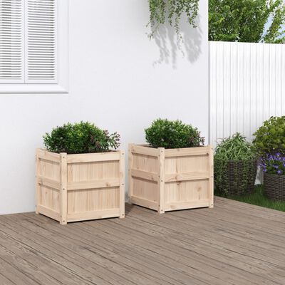 vidaXL Jardineras de exterior 2 unidades madera maciza de pino