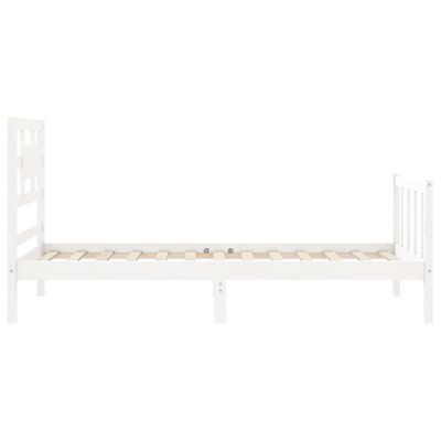 vidaXL Estructura de cama con cabecero madera maciza blanco 90x200 cm