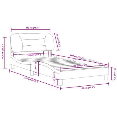 vidaXL Estructura de cama con LED cuero sintético capuchino 100x200 cm