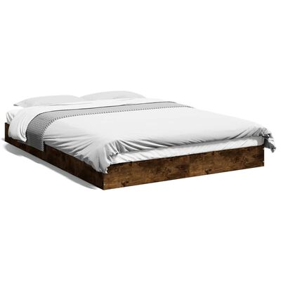 vidaXL Estructura de cama sin colchón madera roble ahumado 140x190 cm