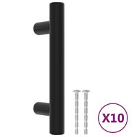 vidaXL Tiradores para armarios 10 uds acero inoxidable negro 64 mm