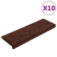 vidaXL Alfombrillas de escalera 10 unidades marrón 65x21x4 cm