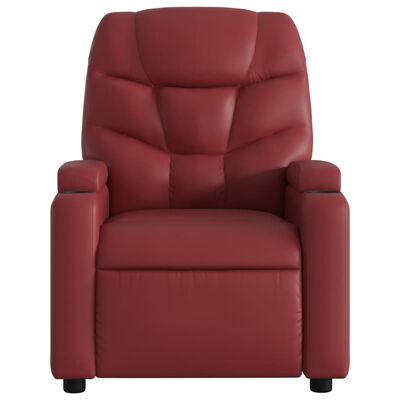 vidaXL Sillón de masaje reclinable cuero sintético rojo tinto