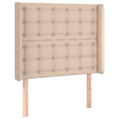 vidaXL Cama box spring colchón LED cuero sintético capuchino 90x200 cm