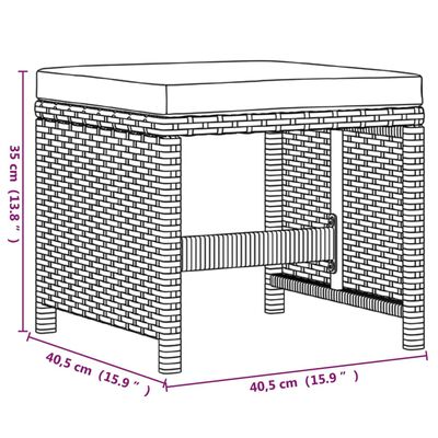 vidaXL Set comedor de jardín 19 pzas con cojines ratán sintético negro