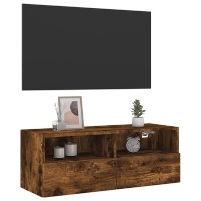 vidaXL Mueble de pared TV madera ingeniería roble ahumado 80x30x30 cm