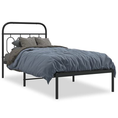 vidaXL Estructura cama sin colchón con cabecero metal negro 90x190 cm