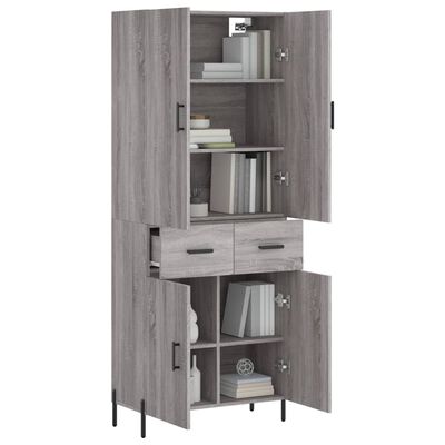 vidaXL Aparador alto madera contrachapada gris sonoma 69,5x34x180 cm