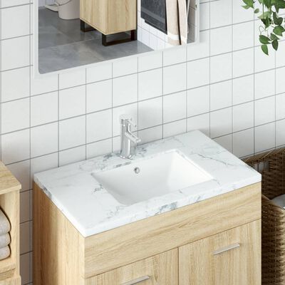 vidaXL Lavabo de baño rectangular cerámica blanco 52x38,5x19,5 cm