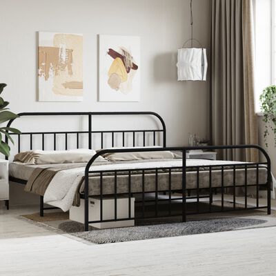 vidaXL Estructura cama sin colchón con estribo metal negro 193x203 cm