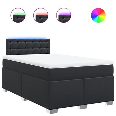 vidaXL Cama box spring con colchón cuero sintético negro 120x200 cm