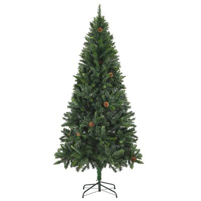 vidaXL Árbol de Navidad artificial iluminado con luces y piñas 210 cm