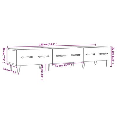 vidaXL Mueble de TV madera de ingeniería negro 150x36x30 cm