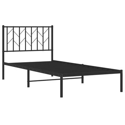 vidaXL Estructura de cama con cabecero metal negro 90x200 cm