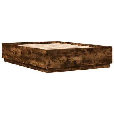 vidaXL Estructura cama con luces LED madera roble ahumado 150x200 cm