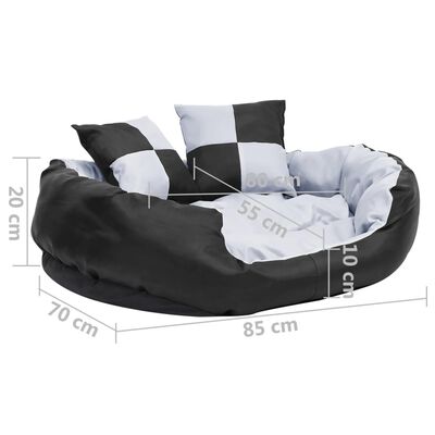 vidaXL Cojín para perro reversible y lavable gris y negro 85x70x20 cm