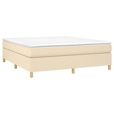 vidaXL Cama box spring con colchón tela color crema 180x200 cm