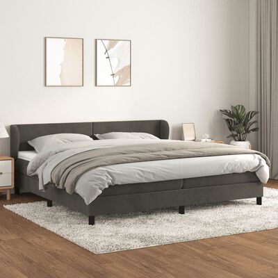 vidaXL Cama box spring con colchón terciopelo gris oscuro 200x200 cm