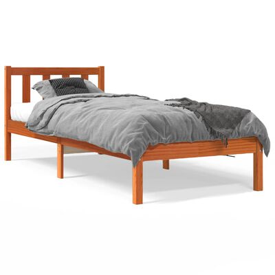 vidaXL Estructura de cama sin colchón madera maciza marrón 75x190 cm