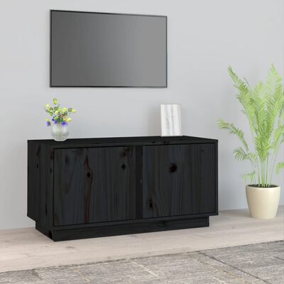 vidaXL Mueble de TV madera maciza de pino negro 80x35x40,5 cm