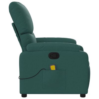 vidaXL Sillón de masaje reclinable de tela verde oscuro