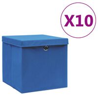 vidaXL Cajas de almacenaje con tapas 10 uds azul 28x28x28 cm