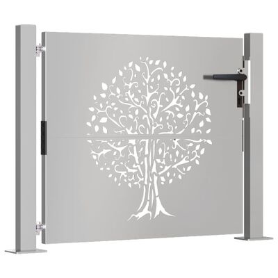 vidaXL Puerta de jardín acero corten diseño árbol 105x105 cm