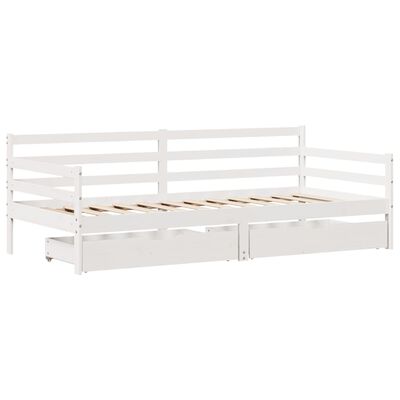 vidaXL Sofá cama con cajones madera maciza de pino 90x200 cm