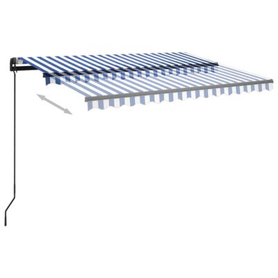 vidaXL Toldo manual retráctil con luz LED azul y blanco 3x2,5 m