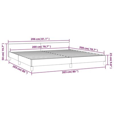 vidaXL Cama sin colchón tela marrón oscuro 200x200 cm