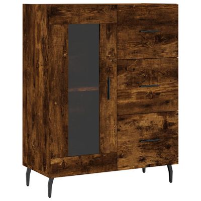 vidaXL Aparador alto madera contrachapada roble ahumado 69,5x34x180 cm