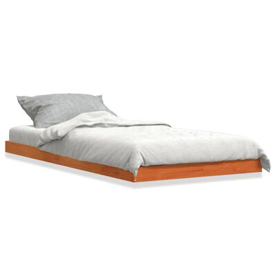 vidaXL Estructura de cama madera maciza de pino marrón cera 90x190 cm