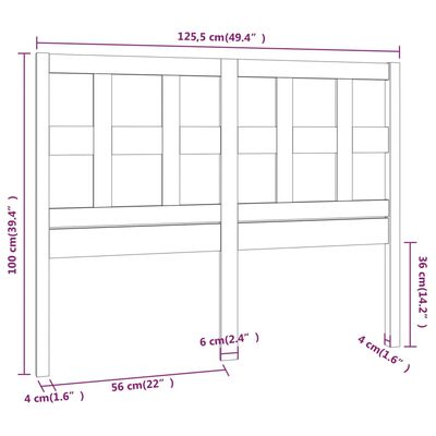 vidaXL Cabecero de cama madera maciza de pino blanco 125,5x4x100 cm