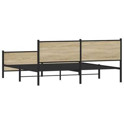 vidaXL Estructura de cama sin colchón metal roble Sonoma 193x203 cm