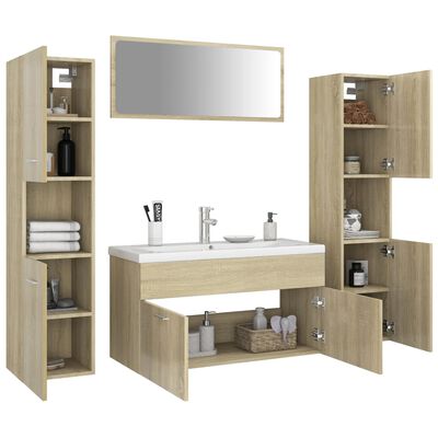 vidaXL Juego de muebles de baño madera de ingeniería roble Sonoma