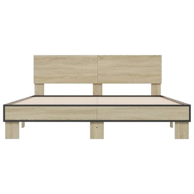 vidaXL Estructura cama madera ingeniería metal roble Sonoma 160x200 cm