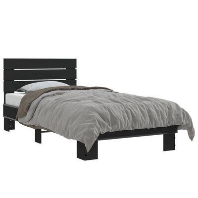 vidaXL Estructura de cama madera de ingeniería y metal negra 75x190 cm