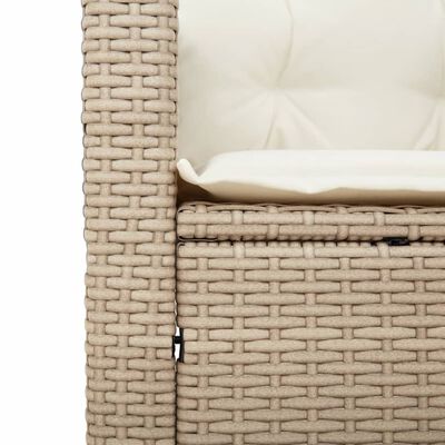 vidaXL Mesita y sillas con cojines 3 pzas ratán PE madera acacia beige