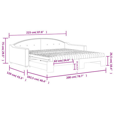 vidaXL Sofá cama nido con colchón tela crema 100x200 cm