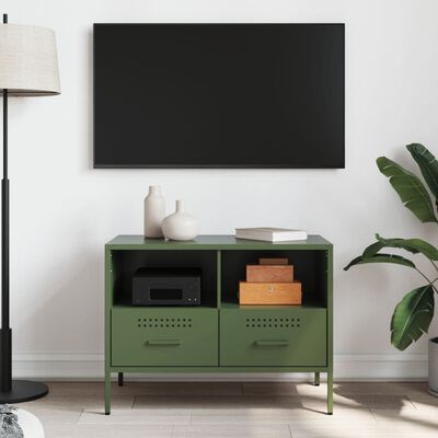 vidaXL Mueble para TV acero verde oliva 68x39x50,5 cm