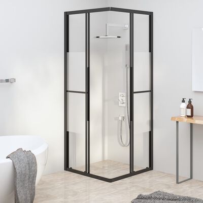 vidaXL Cabina de ducha ESG semiesmerilado negro 80x80x180 cm