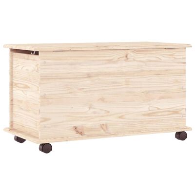 vidaXL Baúl de almacenaje con ruedas ALTA madera maciza 73x39,5x44 cm