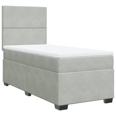 vidaXL Cama box spring con colchón terciopelo gris claro 100x200 cm