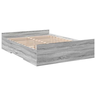 vidaXL Cama con cajones madera ingeniería gris Sonoma 120x200 cm