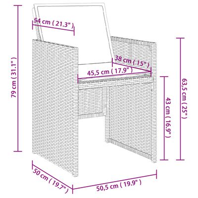 vidaXL Set comedor jardín 9 pzas y cojines ratán sintético gris