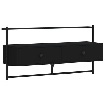 vidaXL Mueble de TV de pared madera ingeniería negro 100,5x30x51 cm