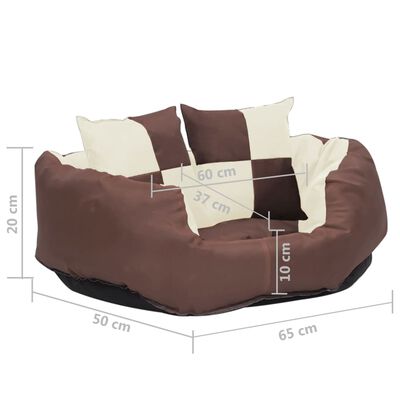 vidaXL Cojín para perro reversible y lavable marrón y crema 65x50x20cm